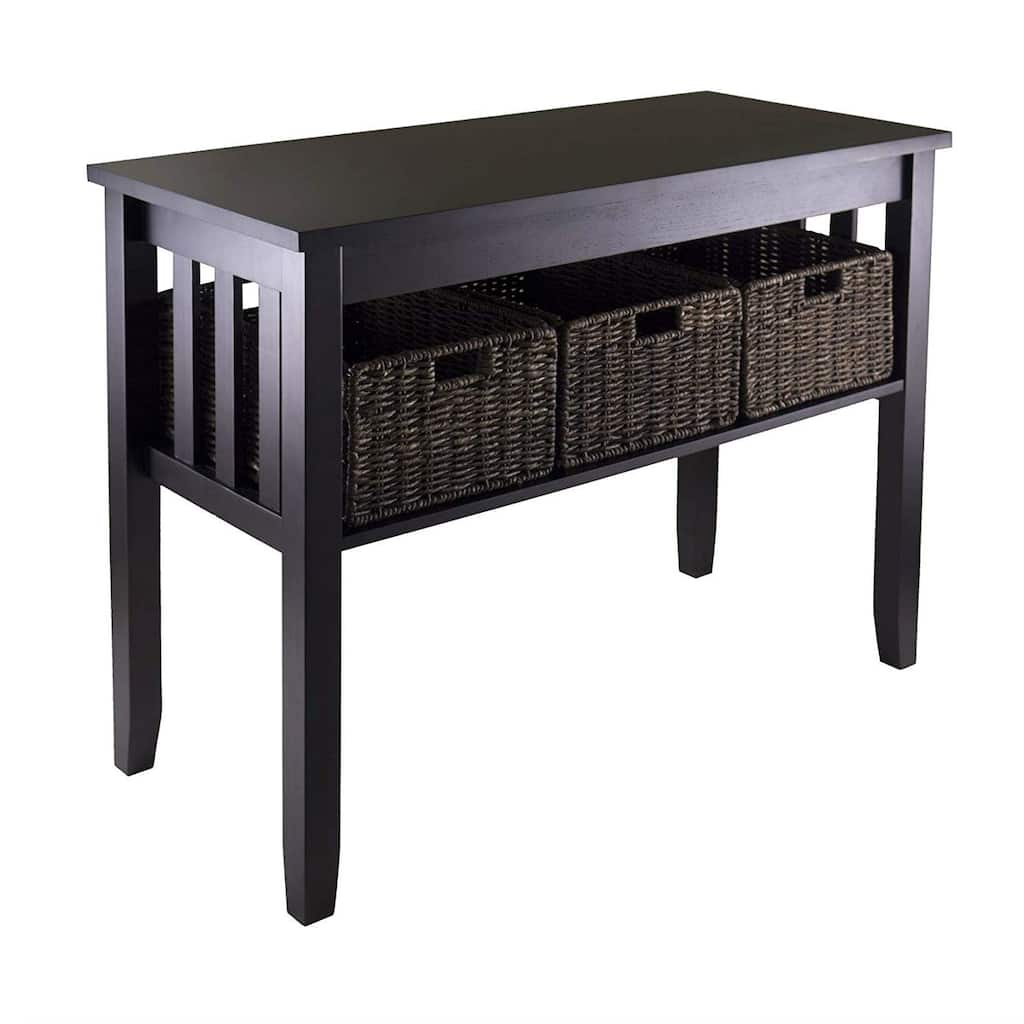 Espresso 2 Tier Entryway Hall Console Table with 3 Storage Baskets - 40"W x 18"D x 30"H