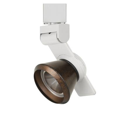 12W Integrated LED Metal Track Fixture with Cone Head, White and Bronze