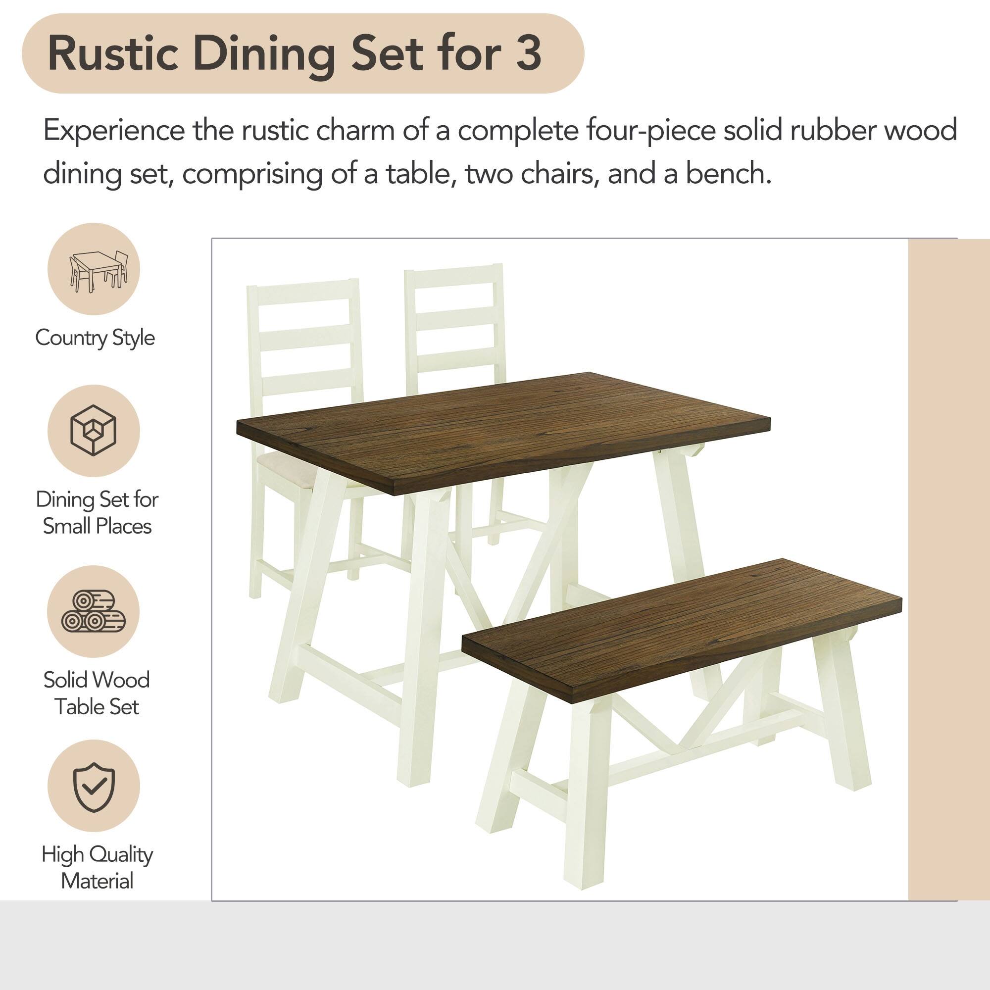 Farmhouse 4Piece Dining Table Set with Bench Bed Bath & Beyond