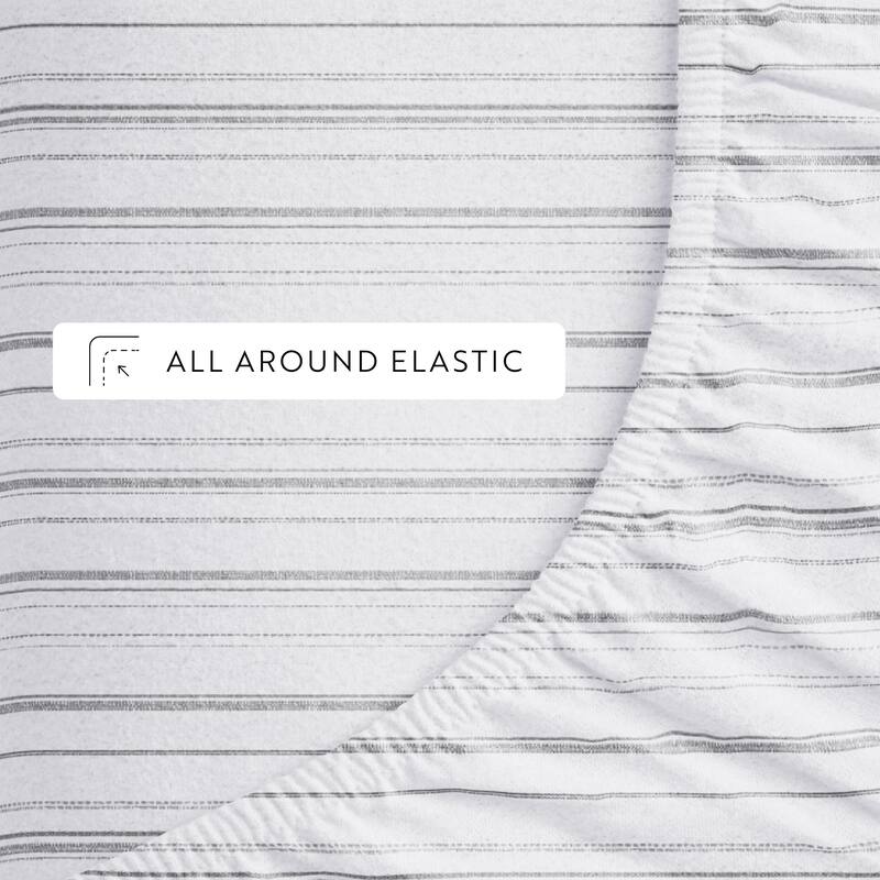 Becky Cameron Weathered Stripe 4 Piece 100% Cotton Brushed Flannel Deep Pocket Bed Sheet Set