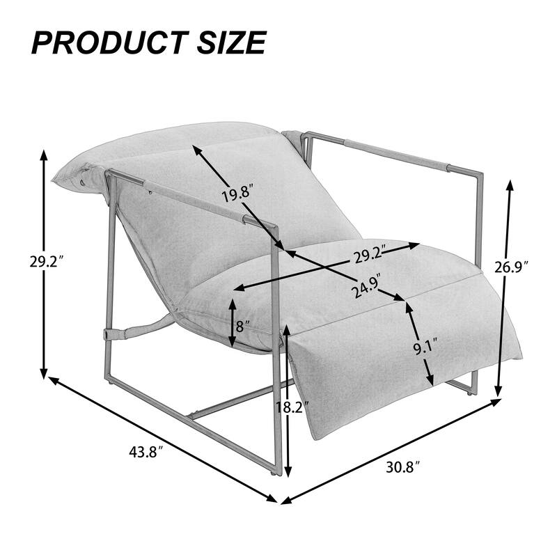 Metal Framed Sling Accent Chair with Bag Cushion