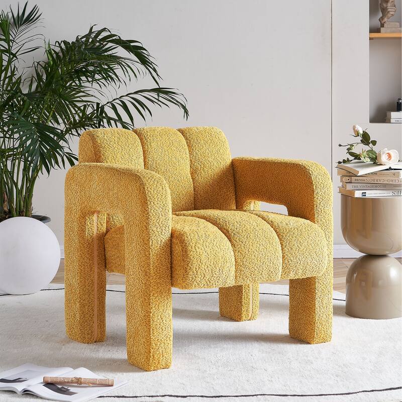Yellow Unique Upholstered Armchair Side Chair, Lounge Chair Dining Chair Sofa Chair Accent Chair for Living Room Bedroom