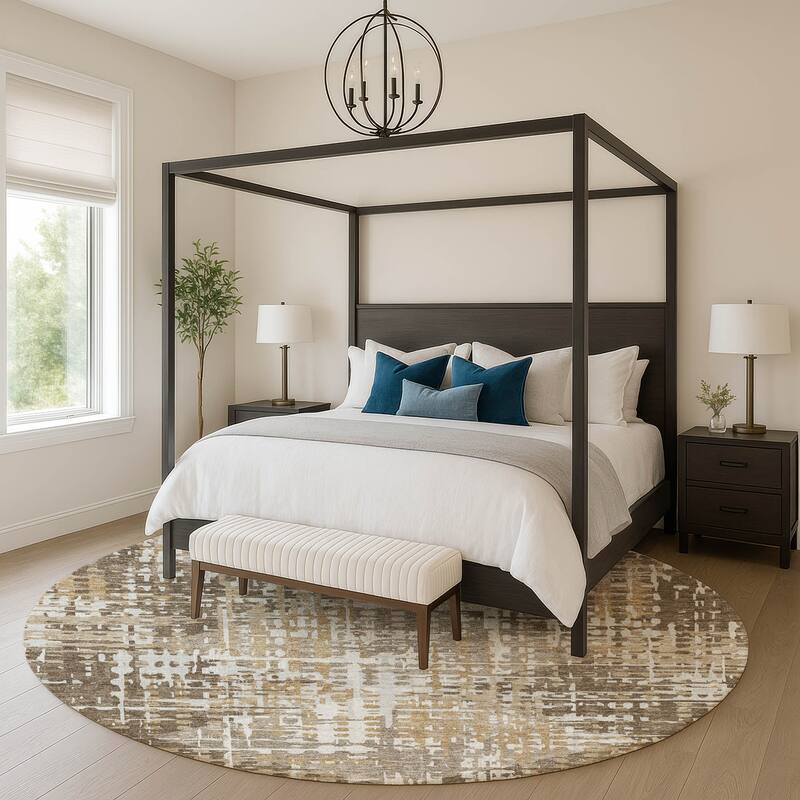 Premium Washable Super Soft Hatch Diamond Mayfield Rug - Brown - 8' x 8'