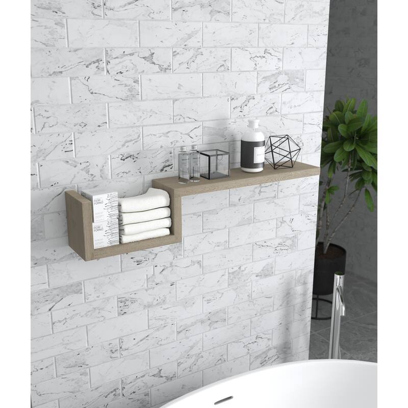 Manada Contemporary Teak Wall Shelf