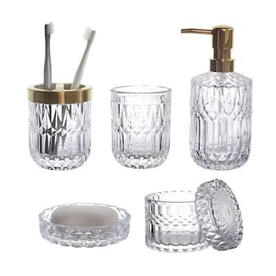 5Pcs Glass Bathroom Accessories Complete Set