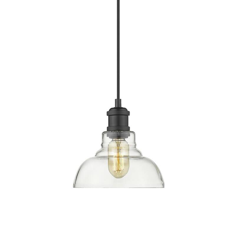 Golden Lighting Carver Single Light 8" Wide Mini Pendant with Clear - Black