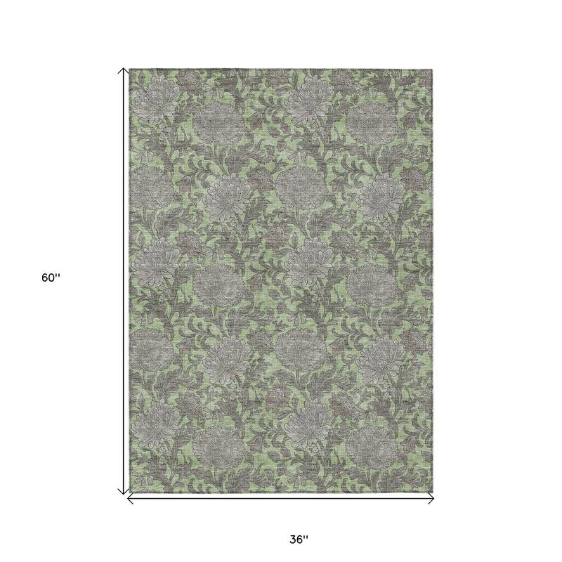 HomeRoots Floral Transitional Rectangle Outdoor Rug