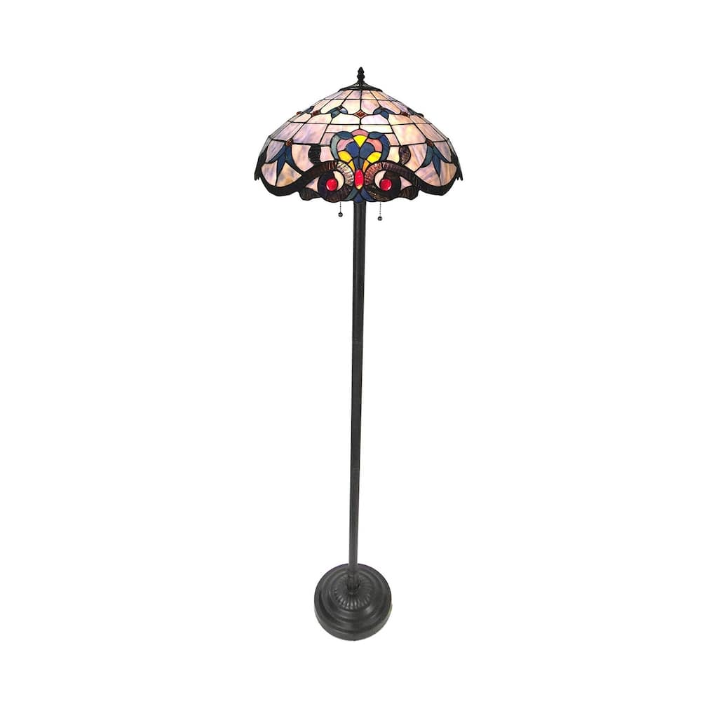Tiffany Style 2-Light Victorian Floor Lamp - N/A