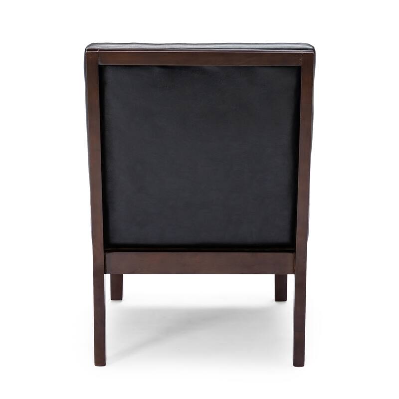 Modern 22.25" PU Upholstered Button Tufted Accent Chair with Rubber Wood Legs