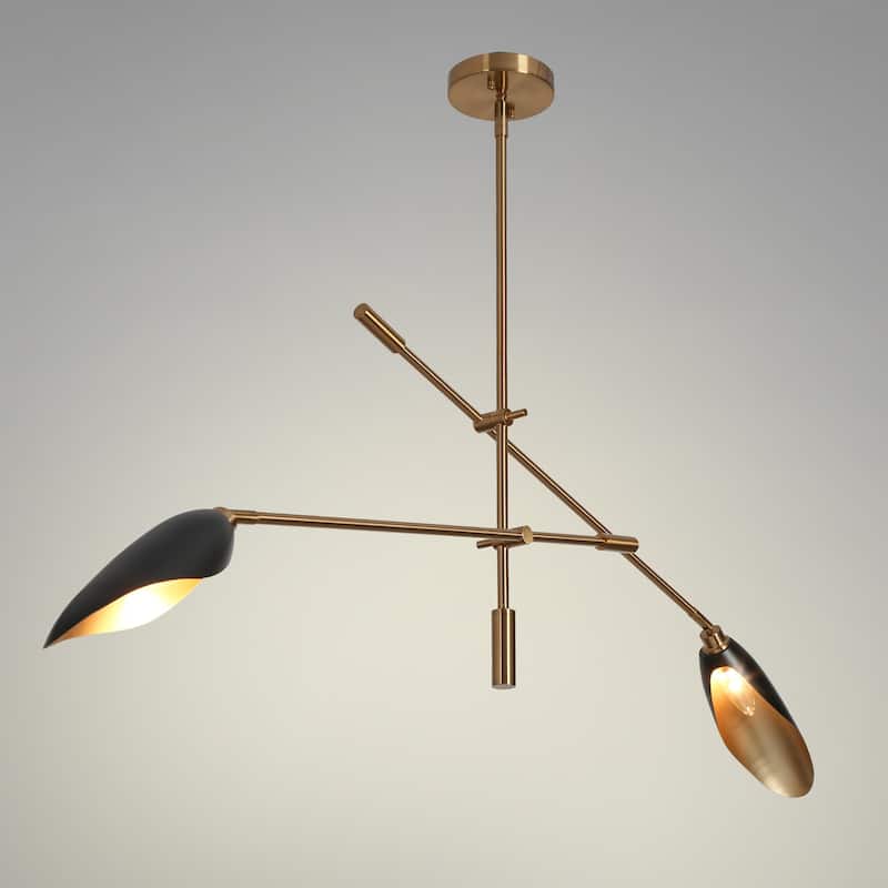 Modern Multi-Light Large Black Gold Sputnik Chandelier Metal Pendant Lights for Dining Room