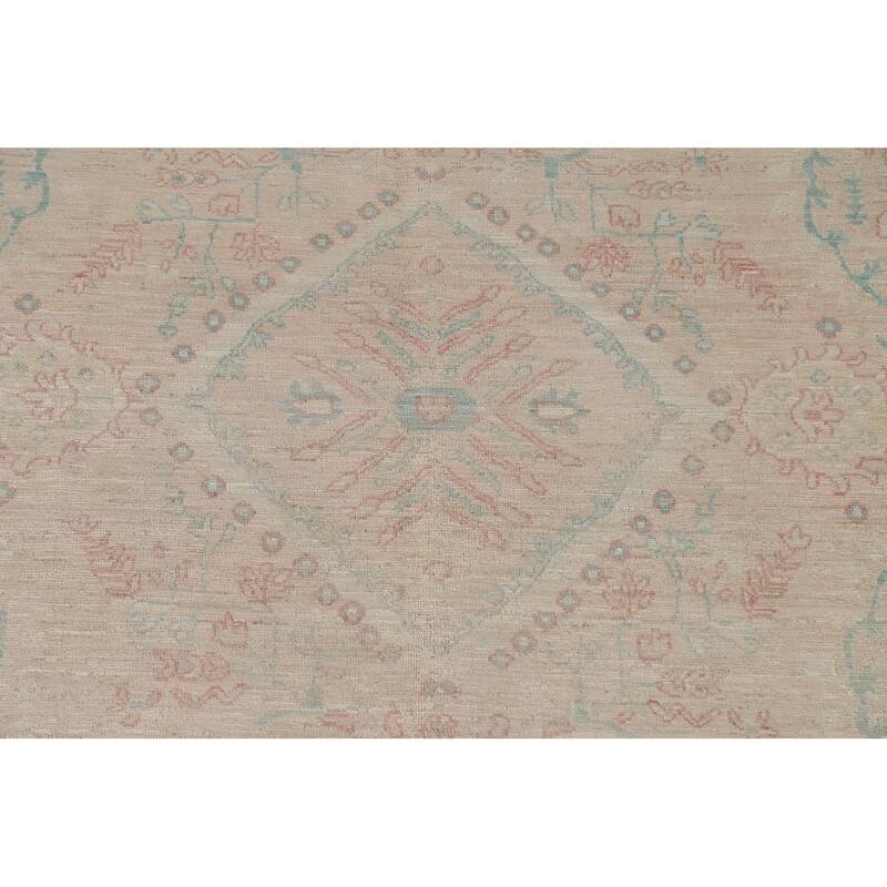 Hand Knotted Oriental 100% Wool Carpet Transitional Medallion Beige & Ivories Oushak Area Rug - 10' 3'' X 8' 0''