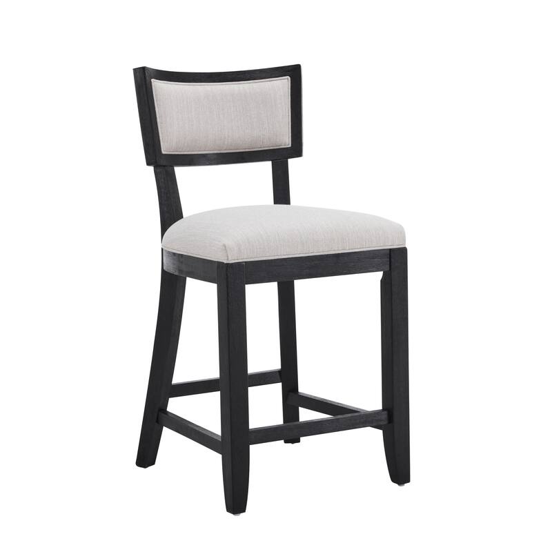 Modern 26.5" Set of 2 Bar Stools with Backrest, Foam Cushioned Seat, Solid Wood Frame, Armless for Bar Counter Kitchen Island