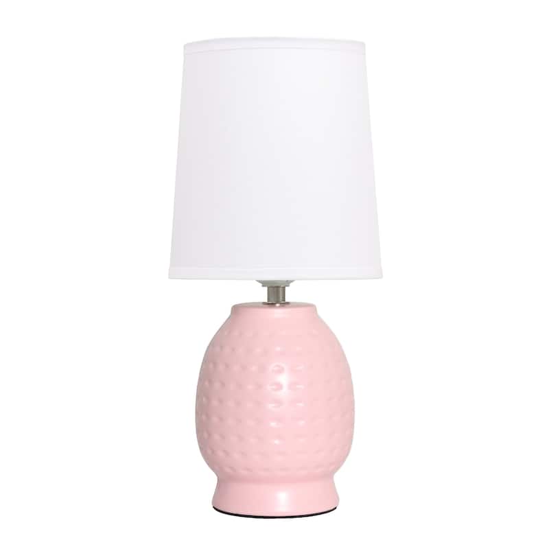 Ceramic Table Lamp with Fabric Shade for Small Spaces - 6 x 6 x 13 in. (L x W x H) - Pink