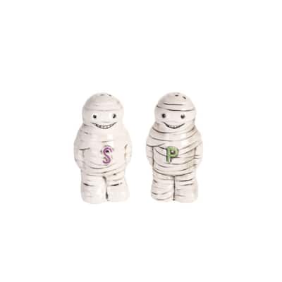 Transpac Ceramic Mummy Salt and Pepper Set of 2 Home Decorations Halloween