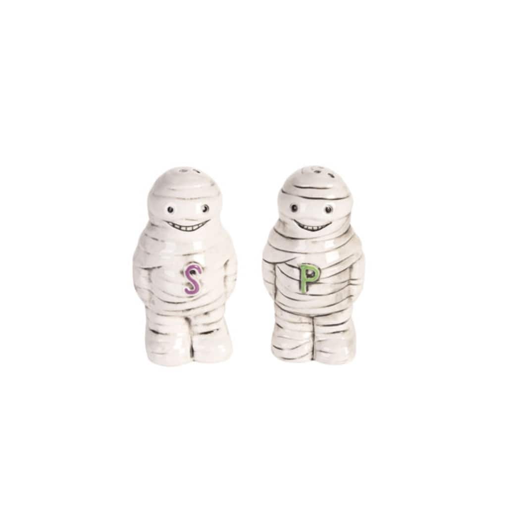 Transpac Ceramic Mummy Salt and Pepper Set of 2 Home Decorations Halloween