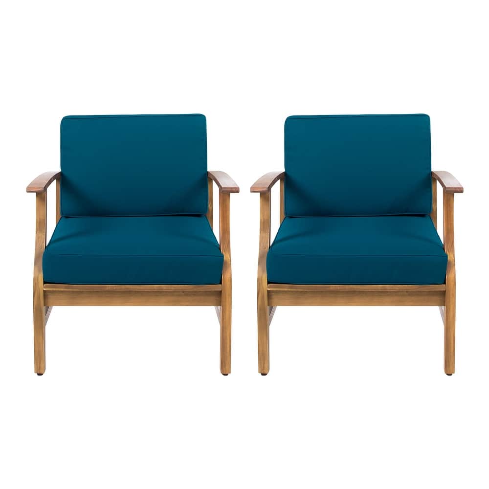 Perla Outdoor Acacia Wood Club Chair (Set of 2) by Christopher Knight Home