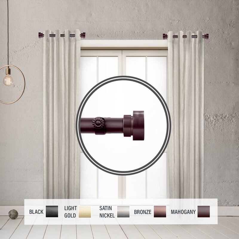 InStyleDesign 1" Side Curtain Rod 12-20 inch long (Set of 2) - Mahogany