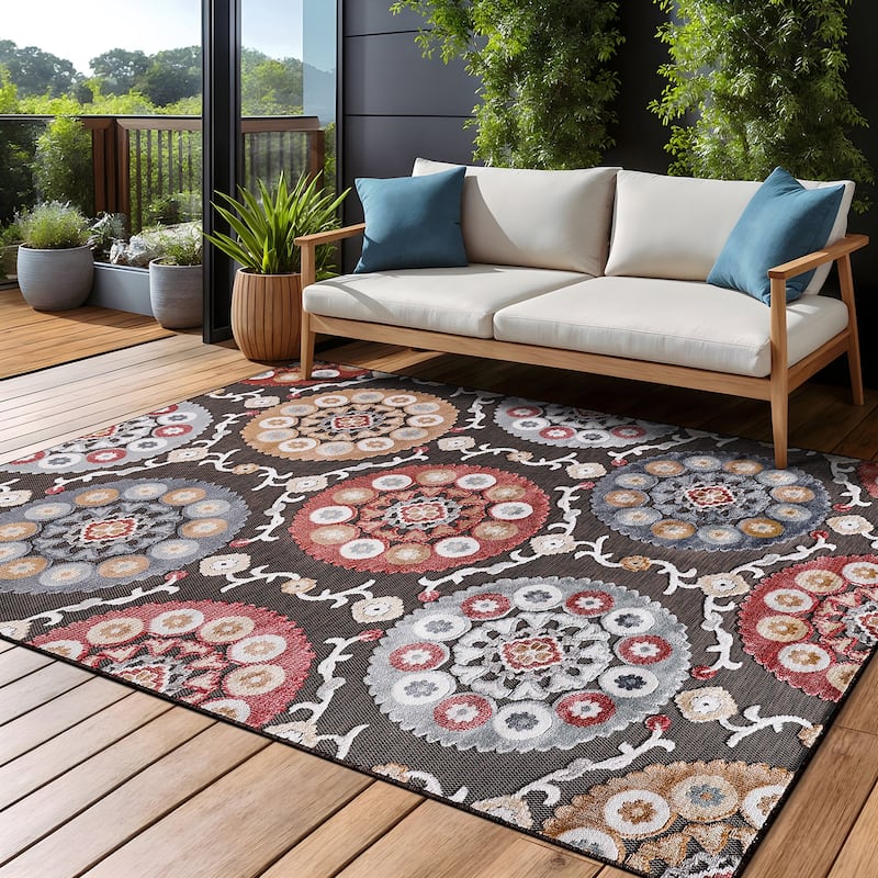 Beverly Rug Equator Medallion Bohemian Indoor Outdoor Area Rug