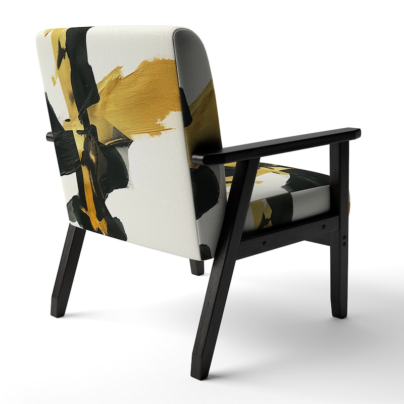 Designart "Geometric Black And Teal IV" Upholstered Abstract Accent Chair - Modern Arm Chair For Bedroom