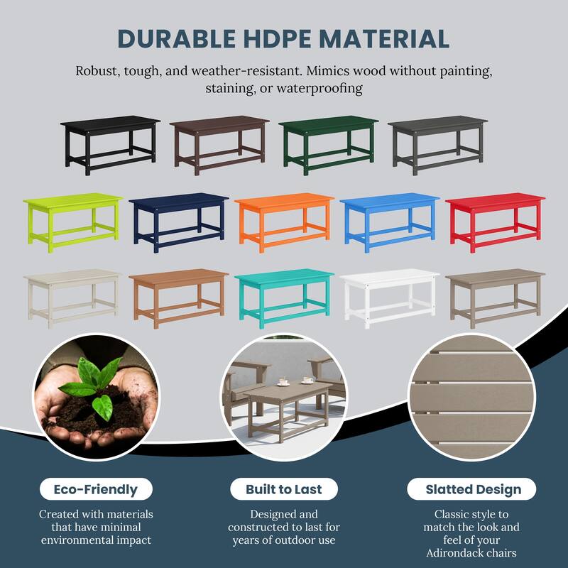Laguna Hdpe All Weather Outdoor Patio Rectangular Coffee Table