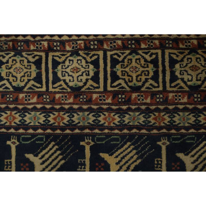 Hand Knotted Oriental 100% Wool Carpet Traditional Tribal Oranges & Rust Bokhara Area Rug - 4' 8'' X 3' 2''