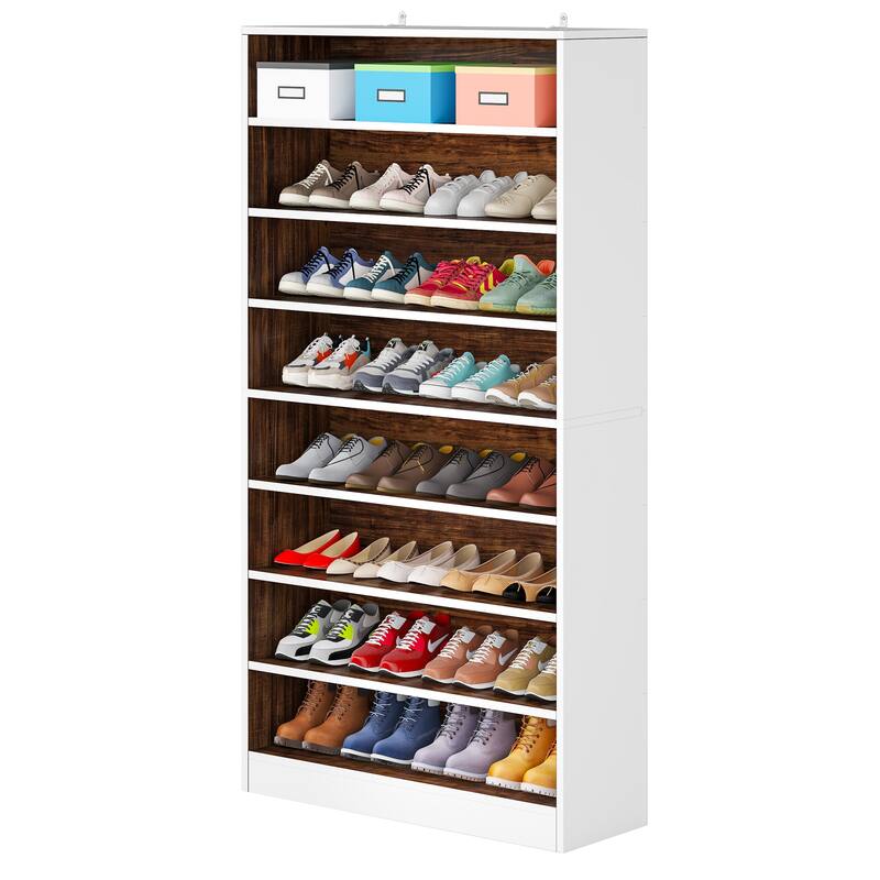 9 Tiers Shoe Cabinet 40-45 Pairs Heavy Duty Wood Freestanding Shoe Storage Cabinet with Open Storage for Entryway