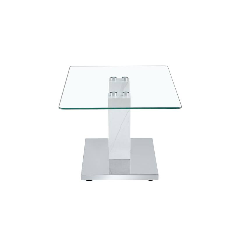 43.3" Modern Rectangular Coffee Table with MDF Pillars and Stable Base for Living Room