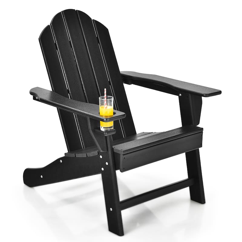 2PCS Adirondack Chair Fire Pit Chairs Weather Resistant Patio Chair - Black