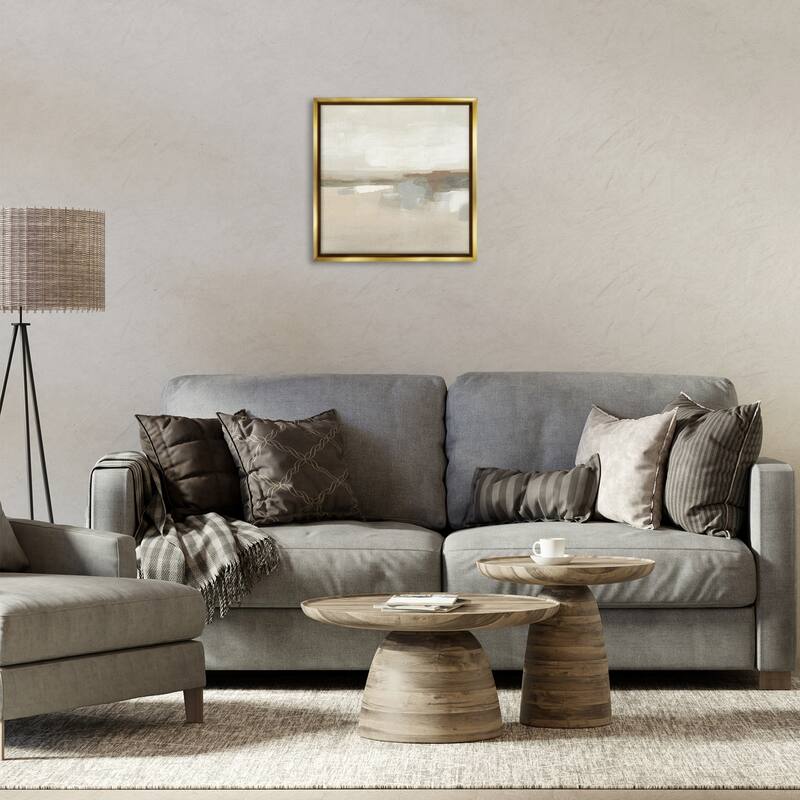 Stupell Abstract Neutral Land Framed Floater Canvas Wall Art Design By June Erica Vess