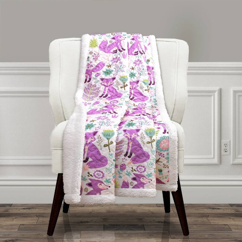 Lush Decor Pixie Fox Sherpa Throw - Purple & Pink