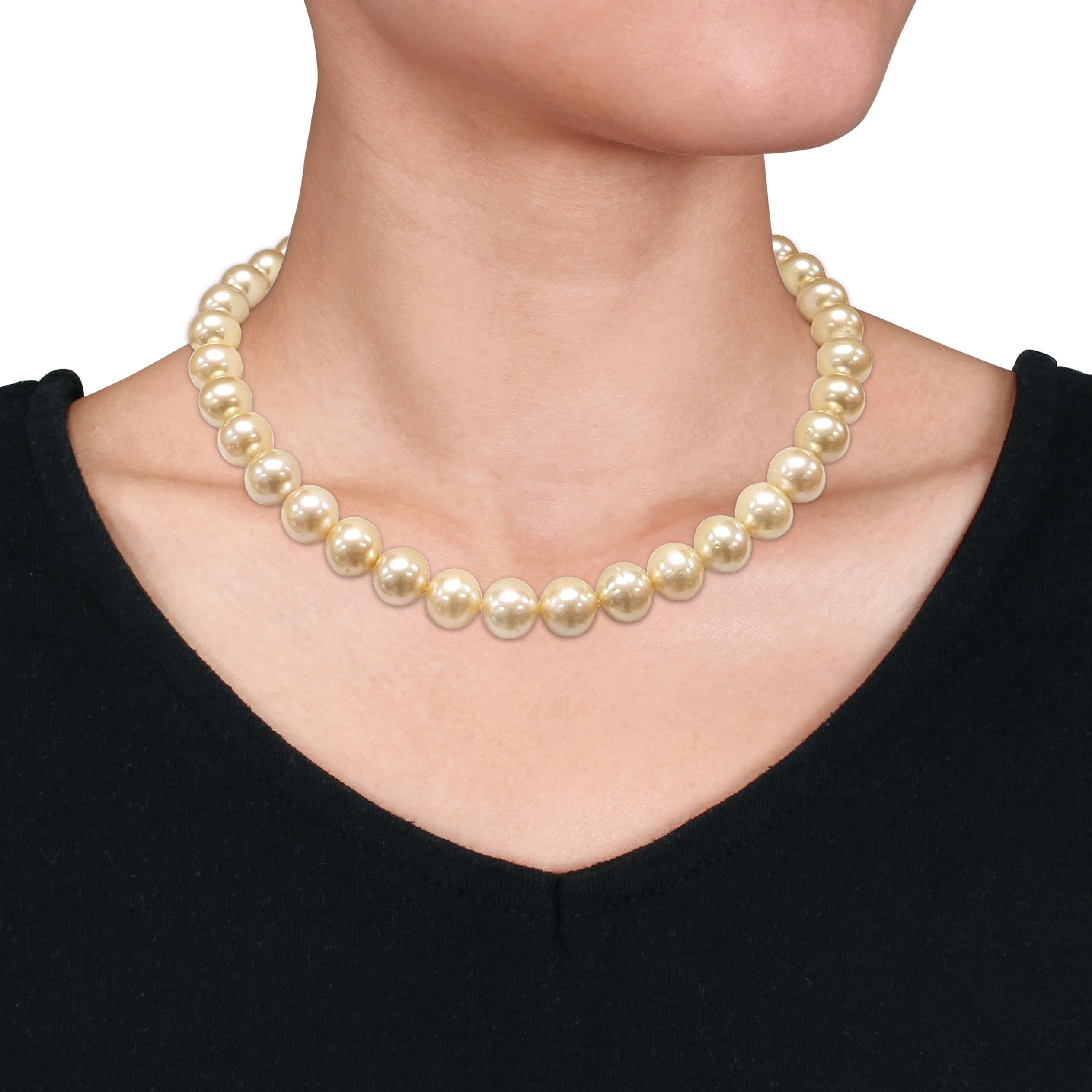Miadora 11-12mm Golden South Sea Cultured Pearl Strand Necklace in 14k Yellow Gold