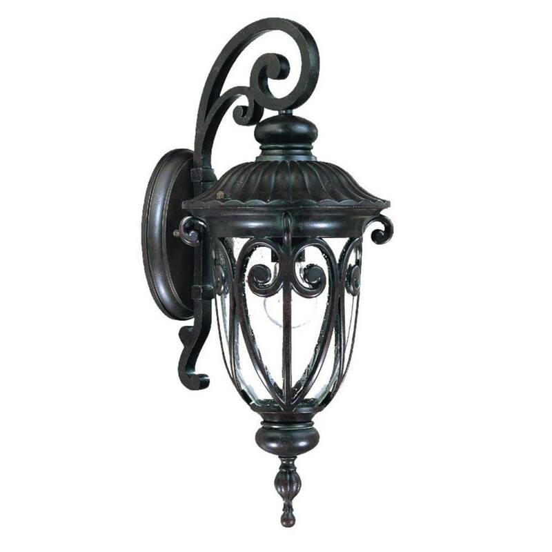 Aluminum Outdoor Wall Light with Seeded Glass Dimmable LED - 11.63” x 9.38” x 22.75” (D x W x H) - Marbelized