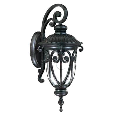 Aluminum Outdoor Wall Light with Seeded Glass Dimmable LED - 11.63” x 9.38” x 22.75” (D x W x H)