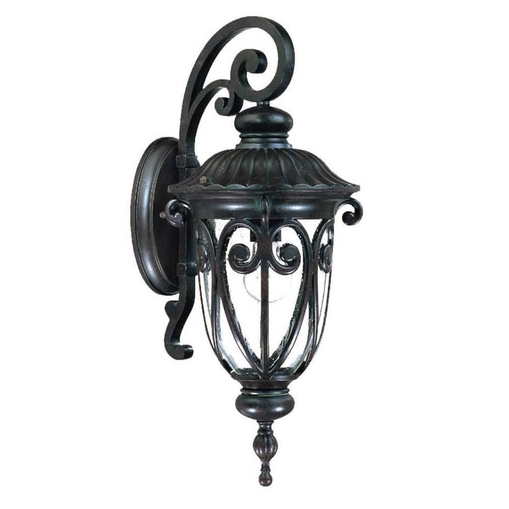 Aluminum Outdoor Wall Light with Seeded Glass Dimmable LED - 11.63” x 9.38” x 22.75” (D x W x H)