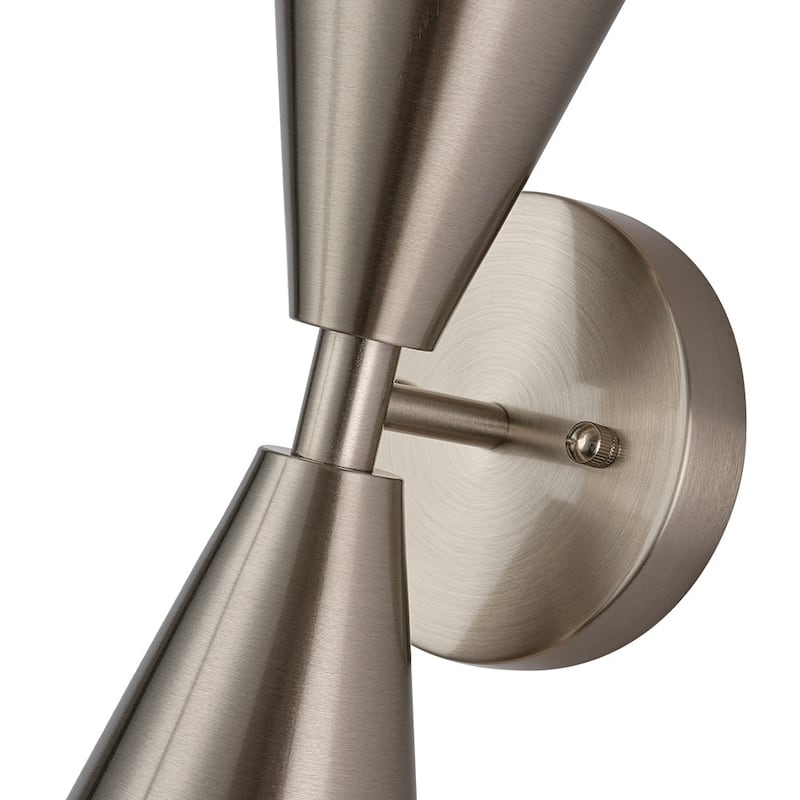 2-Light Mid-century Dual Cone Hourglass Up Down Wall Sconce