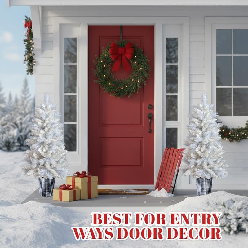 4 FT White Artificial Christmas Tree with Pot Stand, Potted Xmas Pine Tree with 200 Branch Tips for Holiday Party Office Home