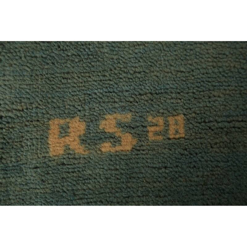 Green & Blue Modern Gabbeh Oriental Rug Handmade Wool Carpet - 3'2" x 4'11"