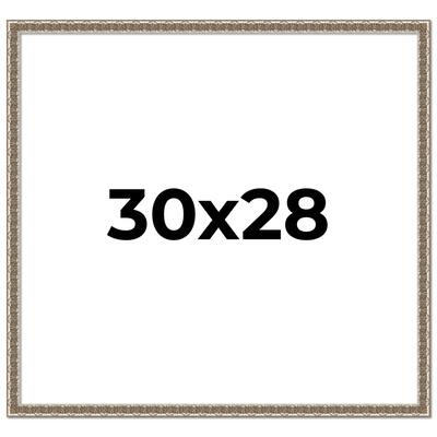 30x28 Frame Silver Versailles Ornate Solid Wood Picture Frame | 1 Inch