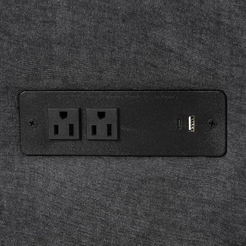 L-shaped Sofa Convertible Sofa Bed Pull Out Sofa Sleeper with Two Back Pillows, Two USB Ports and Two Power Sockets