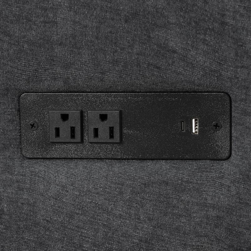 Roomfitters L-Shaped Convertible Pull-Out Sofa Bed with Two Back Pillows, USB Ports, and Power Sockets