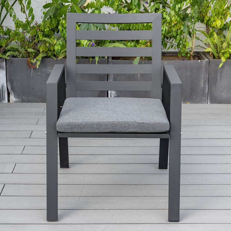Chelsea 5-Piece Aluminum Outdoor Dining Set 48 in. Round Table and 4 Dining Armchair w/ Cushions
