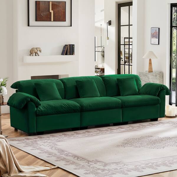 119 Inch Extra Large 3 Seater Sofa With Storage,Velvet Sectional 