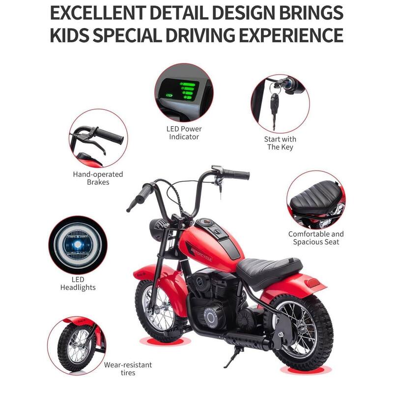 Electric Off-Road Motorcycle, Ride on Toy Dirt Bike for 13+ Kids Best Gift