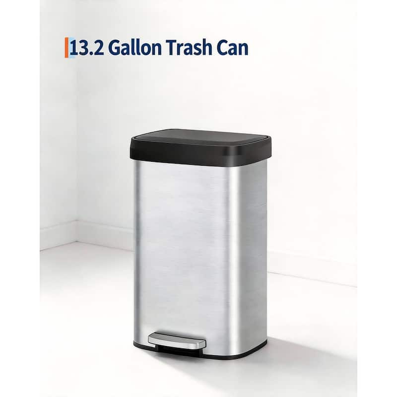 Metal Step-on Trash Can, with Lid