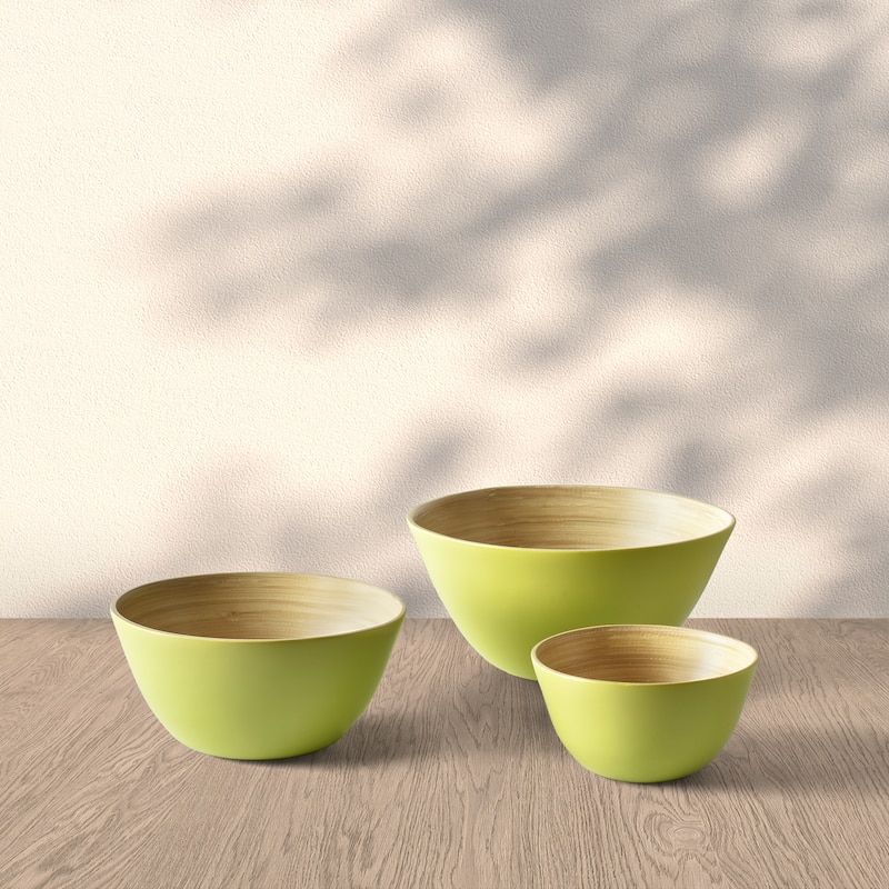 Tropics Bamboo 3 Piece Bowl Set - Green