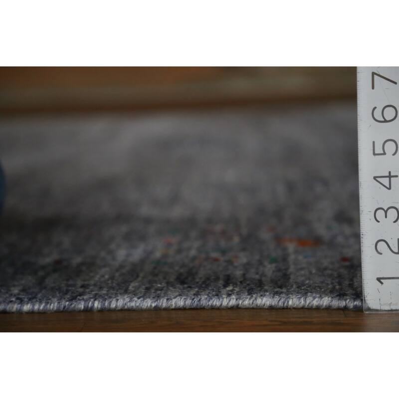 Hand Knotted Oriental 100% Wool Carpet Tribal Tribal Greys & Charcoal Gabbeh Area Rug - 12' 1'' X 9' 4''