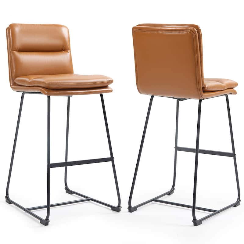 Set of 2 Aulani Upholstered Metal Frame Bar Stool - Cappuccino