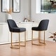 preview thumbnail 2 of 81, Leick Home Upholstered Barrelback Counter Stool with Metal Base Set of 4 - Black