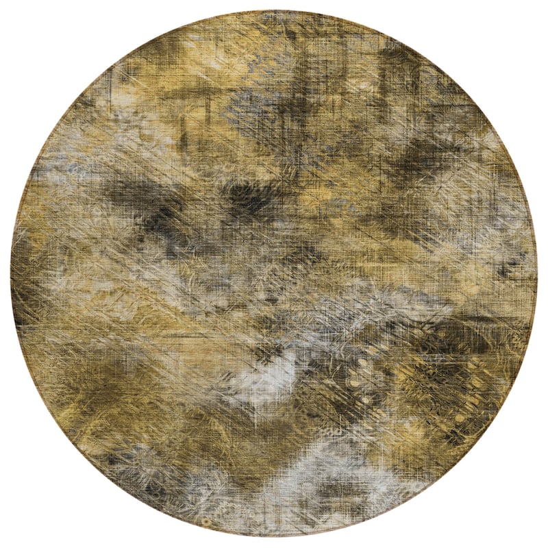 Machine Washable Indoor/ Outdoor Chantille Abstract Imprints Rug