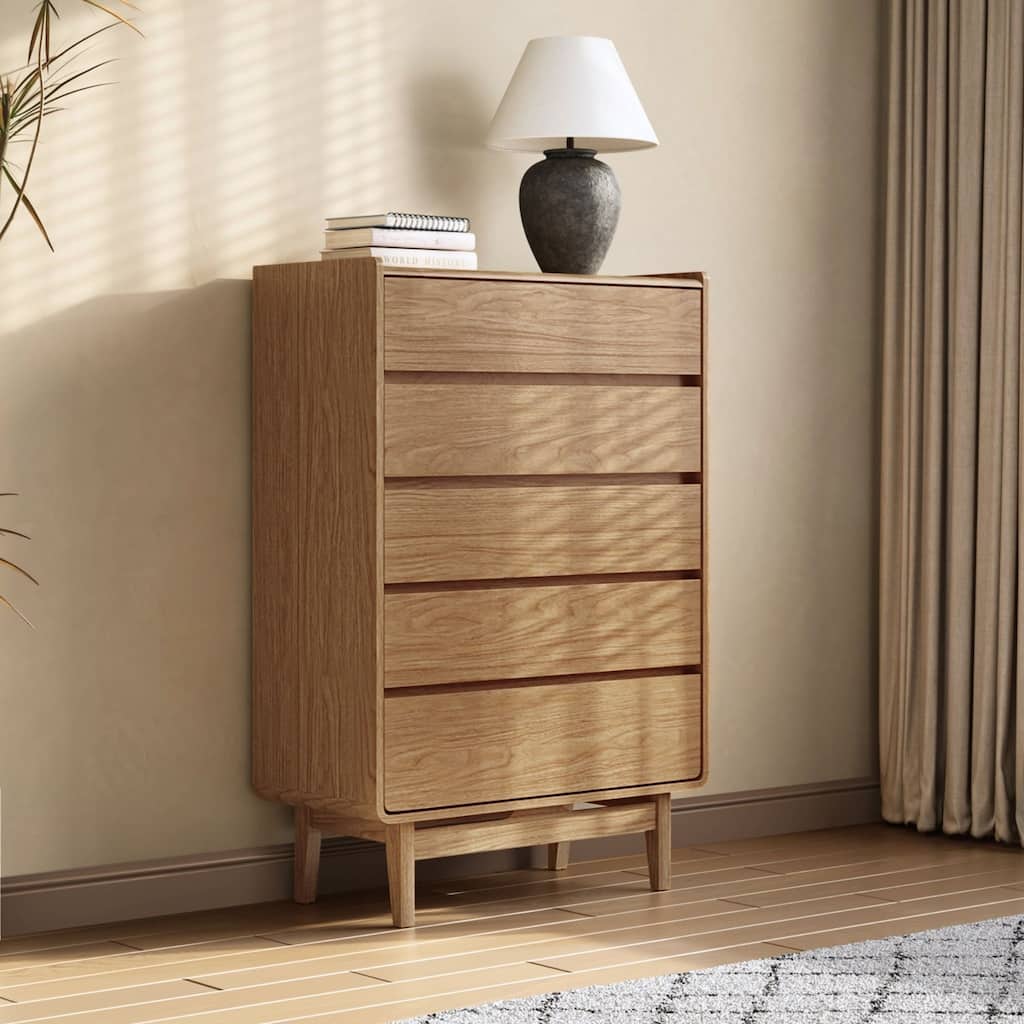 48.5" H x 31.1" W Oak Manufactured Wood Tall 5-Drawer Chest